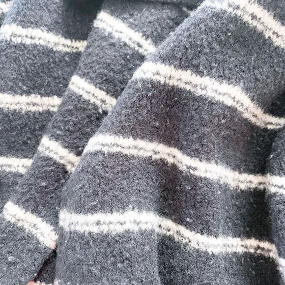 Vince Boucle Navy Blue White Striped Cardigan Open Front Small - Picture 2 of 7